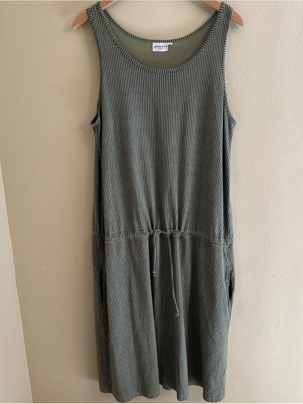 Prarie Cotton Dress XL Sleeveless Farmhouse Lagenlook Minamalist Earthenware